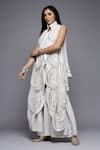 Shop_Sonali Gupta_White 50% Silk Embroidered Chikan And Mughal Chand Cape & Gharara Set _at_Aza_Fashions