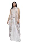 Buy_Sonali Gupta_White 50% Silk Embroidered Floral Mandarin Cutwork Cape Sharara Set _Online_at_Aza_Fashions