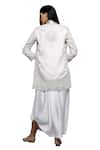 Sonali Gupta_White 50% Silk Embroidered Mirror High Collar Jacket And Draped Skirt Set _Online