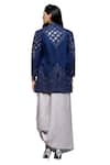 Shop_Sonali Gupta_Blue 50% Silk Embroidered Mirror High Jacket And Draped Skirt Set 
