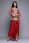Shop_Sonali Gupta_Fuchsia 50% Silk Embroidered Mughal Jaal Jacket And Draped Skirt Set _at_Aza_Fashions