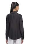 Abraham & Thakore_Black Crepe High Neck Solid Shirt _at_Aza_Fashions