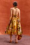 Kalista_Yellow Viscose Silk Halter Rosalie Floral Print Skirt Set _Online_at_Aza_Fashions