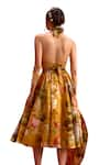 Buy_Kalista_Yellow Viscose Silk Halter Rosalie Floral Print Skirt Set 