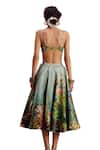 Shop_Kalista_Green Viscose Satin Sweetheart Amelia Floral Pattern Skirt Set _Online_at_Aza_Fashions