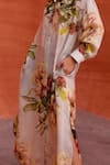 Buy_Kalista_Grey Viscose Satin Collared Melinda Floral Pattern Shirt Dress_Online_at_Aza_Fashions