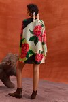 Kalista_Multi Color Viscose Modal V Neck Rosalia Floral Pattern Dress_Online_at_Aza_Fashions