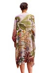 Shop_Kalista_Grey Viscose Satin V Neck Elara Floral Pattern Kaftan Dress_Online_at_Aza_Fashions