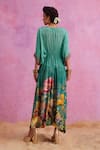 Shop_Kalista_Green Viscose Crepe Print Bloom V Neck Bianca Botanic Fleur Kaftan_at_Aza_Fashions