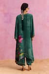 Shop_Kalista_Green Viscose Crepe Print Padma Bloom V Neck Luciana Kaftan With Pant_at_Aza_Fashions