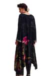 Kalista_Black Viscose Crepe Print Padma Bloom V Neck Luciana Lotus Kaftan With Pant_at_Aza_Fashions