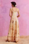 Shop_Kalista_Ivory Viscose Crepe Print Vintage Fleur Sweetheart Neck Ciara Bloom Jumpsuit_at_Aza_Fashions