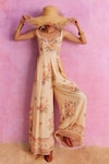 Shop_Kalista_Ivory Viscose Crepe Print Vintage Fleur Sweetheart Neck Ciara Bloom Jumpsuit_Online_at_Aza_Fashions