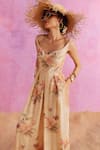 Shop_Kalista_Ivory Viscose Crepe Print Vintage Fleur Sweetheart Neck Ciara Bloom Jumpsuit