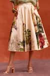 Shop_Kalista_Green Shirt Viscose Organza Print Gardenia Collar Neck Melinda Skirt Set_at_Aza_Fashions