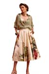 Buy_Kalista_Green Shirt Viscose Organza Print Gardenia Collar Neck Melinda Skirt Set_Online_at_Aza_Fashions