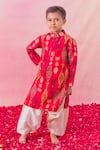 Buy_Chotibuti_Red Cotton Silk Ikat Pattern Kurta With Salwar _at_Aza_Fashions