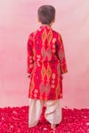 Shop_Chotibuti_Red Cotton Silk Ikat Pattern Kurta With Salwar _at_Aza_Fashions