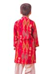 Chotibuti_Red Cotton Silk Ikat Pattern Kurta With Salwar _Online_at_Aza_Fashions