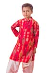 Buy_Chotibuti_Red Cotton Silk Ikat Pattern Kurta With Salwar _Online_at_Aza_Fashions