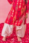 Shop_Chotibuti_Red Cotton Silk Ikat Pattern Kurta With Salwar _Online_at_Aza_Fashions