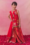 Buy_Chotibuti_Red Chanderi Print Blossom Gulaab Kurta Sharara Set _at_Aza_Fashions