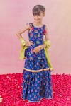 Buy_Chotibuti_Blue Chanderi Print Floral Kurta Sharara Set _at_Aza_Fashions