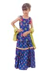 Chotibuti_Blue Chanderi Print Floral Kurta Sharara Set _Online_at_Aza_Fashions