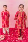 Shop_Chotibuti_Red Chanderi Print Ikat Pattern Mirror Work Kurta With Salwar _Online_at_Aza_Fashions