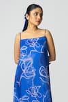 Shop_KLAD_Blue Cotton Satin Printed Marble Square Neck Slip Dress _at_Aza_Fashions