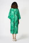 Shop_KLAD_Green Cotton Satin Printed Marble Band Dress With Detachable Scarf _at_Aza_Fashions