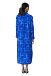 Shop_KLAD_Blue Crepe Print Brick Collared Neck Shirt Dress _Online_at_Aza_Fashions