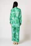 Shop_KLAD_Green Cotton Satin Print Brick Collared Neck Abstract Top With Pant _at_Aza_Fashions