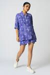 Shop_KLAD_Purple Crepe Print Brick Collared Neck Abstract Shirt _Online_at_Aza_Fashions