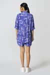 Shop_KLAD_Purple Crepe Print Brick Collared Neck Abstract Shirt With Shorts _at_Aza_Fashions