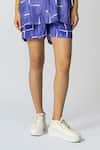 Buy_KLAD_Purple Crepe Print Brick Collared Neck Abstract Shirt With Shorts _Online_at_Aza_Fashions