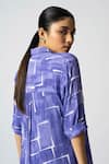 Buy_KLAD_Purple Crepe Print Brick Collared Neck Abstract Shirt With Shorts 