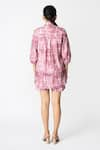 Shop_KLAD_Pink Cotton Print Geometric Collared Neck Shirt With Shorts _at_Aza_Fashions