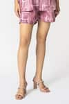 KLAD_Pink Cotton Print Geometric Collared Neck Shirt With Shorts _Online_at_Aza_Fashions