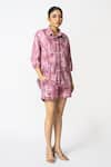 Shop_KLAD_Pink Cotton Print Geometric Collared Neck Shirt With Shorts _Online_at_Aza_Fashions