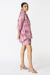 Buy_KLAD_Pink Cotton Print Geometric Collared Neck Shirt With Shorts 