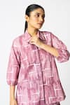 Shop_KLAD_Pink Cotton Print Geometric Collared Neck Shirt With Shorts 