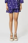 KLAD_Purple Cotton Print Brick Lapel Collar Shirt With Shorts _Online_at_Aza_Fashions