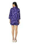 Shop_KLAD_Purple Cotton Print Brick Lapel Collar Shirt With Shorts _Online_at_Aza_Fashions