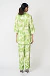 Shop_KLAD_Green Crepe Print Abstract Splash Collared Neck Geometric Shirt With Pant _at_Aza_Fashions