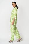 Shop_KLAD_Green Crepe Print Abstract Splash Collared Neck Geometric Shirt With Pant _Online_at_Aza_Fashions