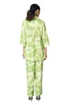 KLAD_Green Crepe Print Abstract Splash Collared Neck Geometric Shirt With Pant _at_Aza_Fashions