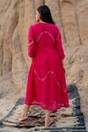 Shop_Nirjara_Pink Chanderi Cotton Hand Painted Line Round Kara Dress  _at_Aza_Fashions