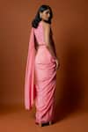 Shop_Mehak Murpana_Pink Crepe Embroidered Sequins Round Pre-draped Saree With Blouse _at_Aza_Fashions