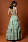 Shop_Mehak Murpana_Green Raw Silk Embroidered Mirror Round And Thread Lehenga Set _at_Aza_Fashions